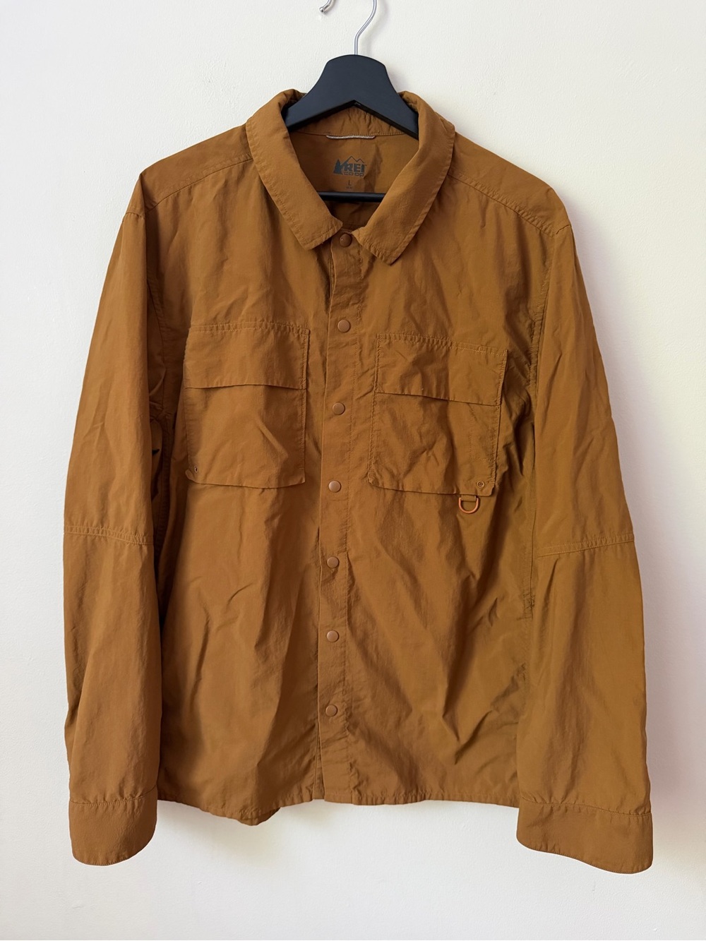 REI Co-op Mens L Rust Orange Utility Hiking Long Sleeve Mesh Vented Nylon Shirt - Picture 2 of 8